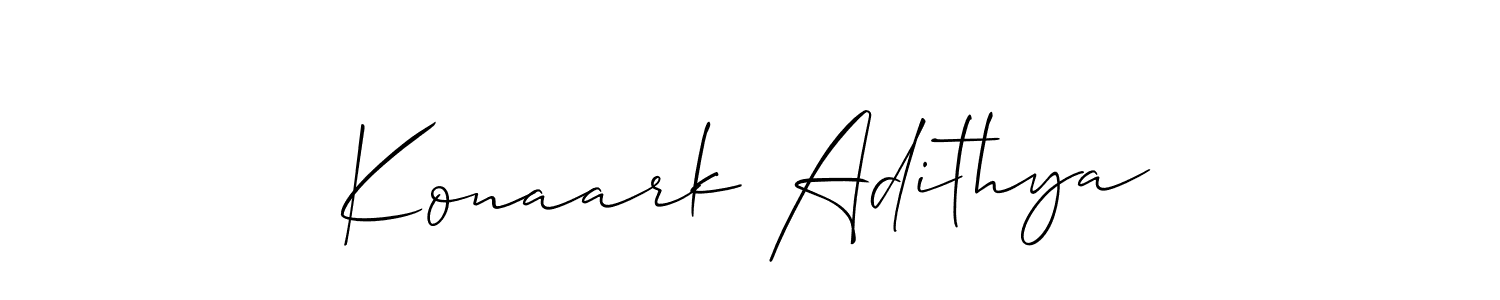 Design your own signature with our free online signature maker. With this signature software, you can create a handwritten (Allison_Script) signature for name Konaark Adithya. Konaark Adithya signature style 2 images and pictures png