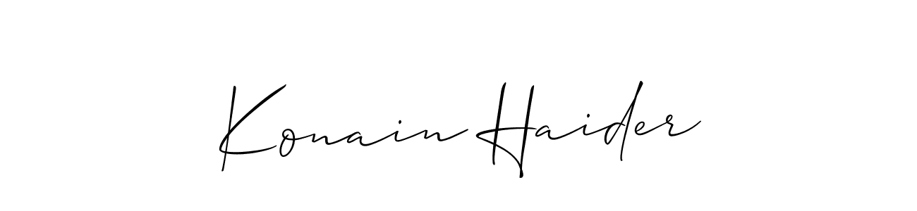 Use a signature maker to create a handwritten signature online. With this signature software, you can design (Allison_Script) your own signature for name Konain Haider. Konain Haider signature style 2 images and pictures png