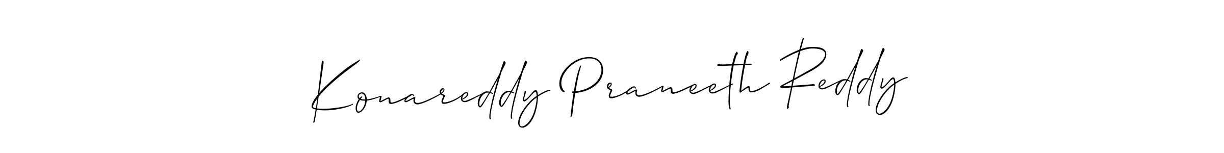 Use a signature maker to create a handwritten signature online. With this signature software, you can design (Allison_Script) your own signature for name Konareddy Praneeth Reddy. Konareddy Praneeth Reddy signature style 2 images and pictures png