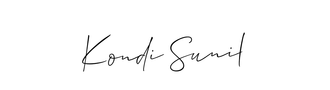 Create a beautiful signature design for name Kondi Sunil. With this signature (Allison_Script) fonts, you can make a handwritten signature for free. Kondi Sunil signature style 2 images and pictures png