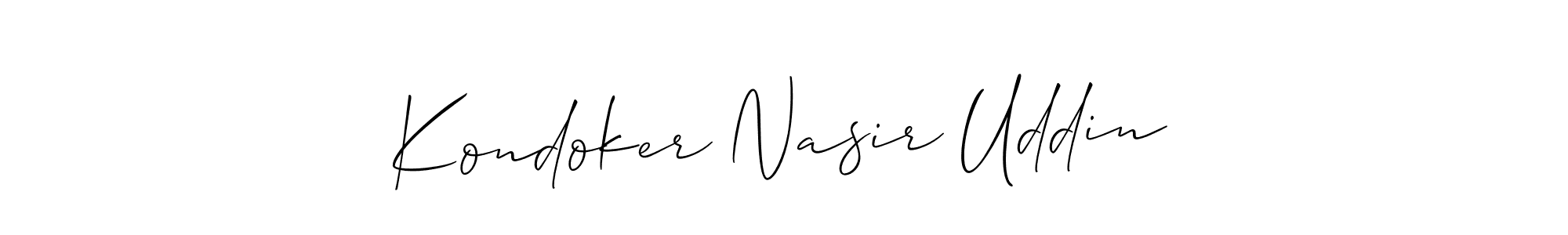 You should practise on your own different ways (Allison_Script) to write your name (Kondoker Nasir Uddin) in signature. don't let someone else do it for you. Kondoker Nasir Uddin signature style 2 images and pictures png