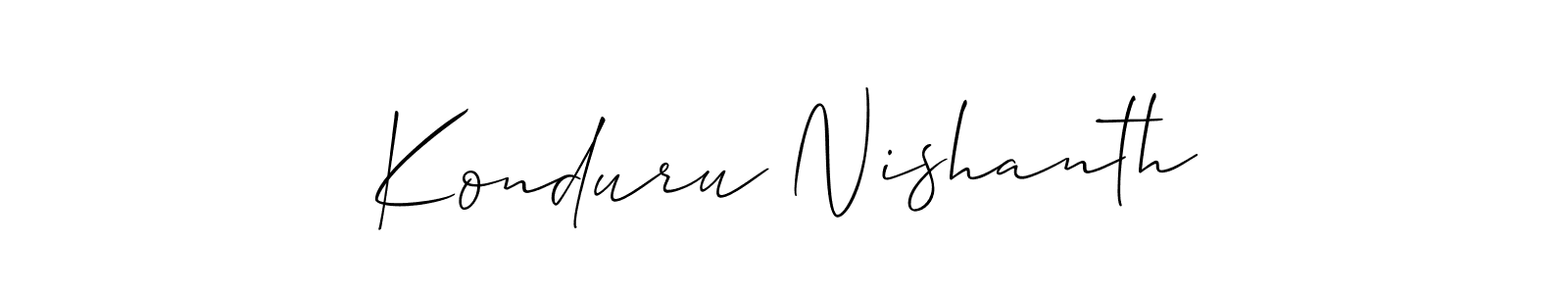 if you are searching for the best signature style for your name Konduru Nishanth. so please give up your signature search. here we have designed multiple signature styles  using Allison_Script. Konduru Nishanth signature style 2 images and pictures png