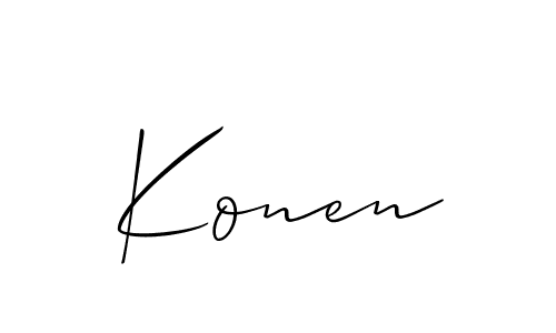 It looks lik you need a new signature style for name Konen. Design unique handwritten (Allison_Script) signature with our free signature maker in just a few clicks. Konen signature style 2 images and pictures png