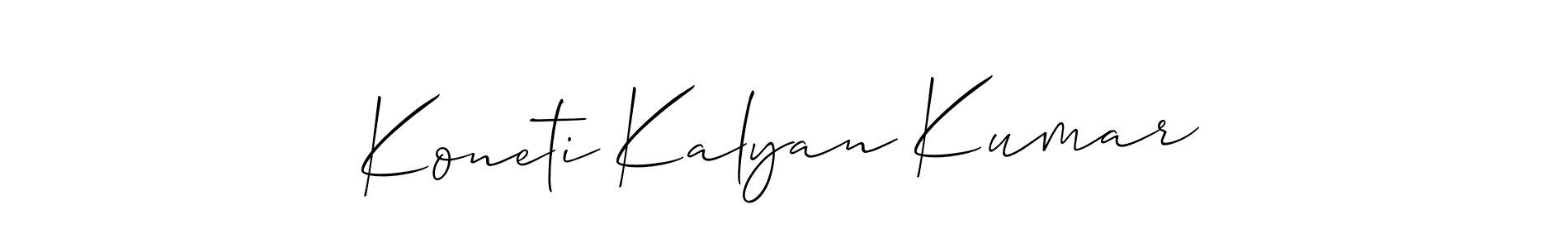 Use a signature maker to create a handwritten signature online. With this signature software, you can design (Allison_Script) your own signature for name Koneti Kalyan Kumar. Koneti Kalyan Kumar signature style 2 images and pictures png