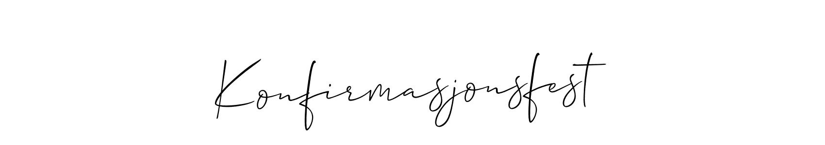 Also we have Konfirmasjonsfest name is the best signature style. Create professional handwritten signature collection using Allison_Script autograph style. Konfirmasjonsfest signature style 2 images and pictures png