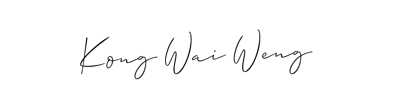 The best way (Allison_Script) to make a short signature is to pick only two or three words in your name. The name Kong Wai Weng include a total of six letters. For converting this name. Kong Wai Weng signature style 2 images and pictures png