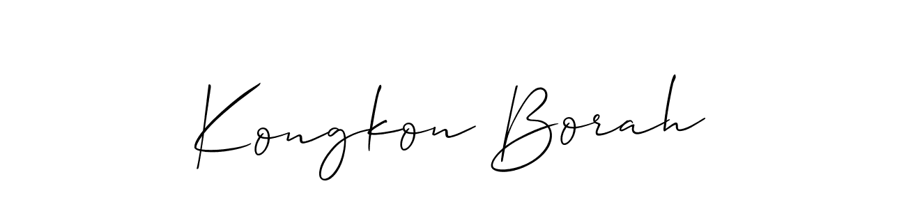 The best way (Allison_Script) to make a short signature is to pick only two or three words in your name. The name Kongkon Borah include a total of six letters. For converting this name. Kongkon Borah signature style 2 images and pictures png