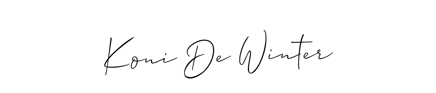 Check out images of Autograph of Koni De Winter name. Actor Koni De Winter Signature Style. Allison_Script is a professional sign style online. Koni De Winter signature style 2 images and pictures png