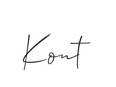 Create a beautiful signature design for name Kont. With this signature (Allison_Script) fonts, you can make a handwritten signature for free. Kont signature style 2 images and pictures png