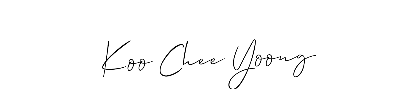 The best way (Allison_Script) to make a short signature is to pick only two or three words in your name. The name Koo Chee Yoong include a total of six letters. For converting this name. Koo Chee Yoong signature style 2 images and pictures png