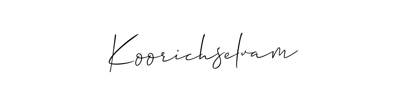How to make Koorichselvam name signature. Use Allison_Script style for creating short signs online. This is the latest handwritten sign. Koorichselvam signature style 2 images and pictures png