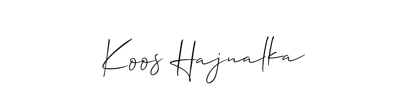 Use a signature maker to create a handwritten signature online. With this signature software, you can design (Allison_Script) your own signature for name Koos Hajnalka. Koos Hajnalka signature style 2 images and pictures png