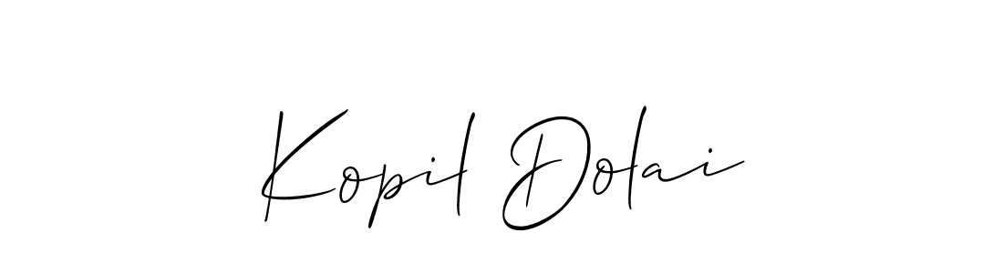 The best way (Allison_Script) to make a short signature is to pick only two or three words in your name. The name Kopil Dolai include a total of six letters. For converting this name. Kopil Dolai signature style 2 images and pictures png