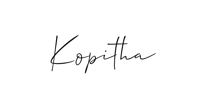 if you are searching for the best signature style for your name Kopitha. so please give up your signature search. here we have designed multiple signature styles  using Allison_Script. Kopitha signature style 2 images and pictures png
