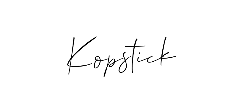 Make a short Kopstick signature style. Manage your documents anywhere anytime using Allison_Script. Create and add eSignatures, submit forms, share and send files easily. Kopstick signature style 2 images and pictures png