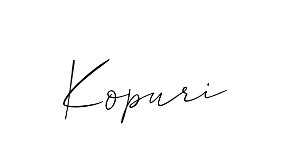 Make a beautiful signature design for name Kopuri. With this signature (Allison_Script) style, you can create a handwritten signature for free. Kopuri signature style 2 images and pictures png