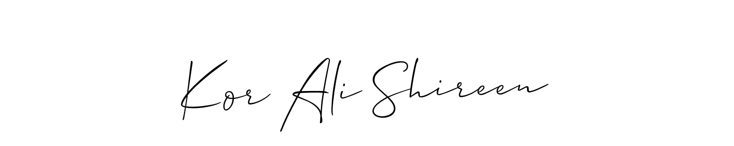 Also You can easily find your signature by using the search form. We will create Kor Ali Shireen name handwritten signature images for you free of cost using Allison_Script sign style. Kor Ali Shireen signature style 2 images and pictures png