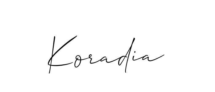 Similarly Allison_Script is the best handwritten signature design. Signature creator online .You can use it as an online autograph creator for name Koradia. Koradia signature style 2 images and pictures png