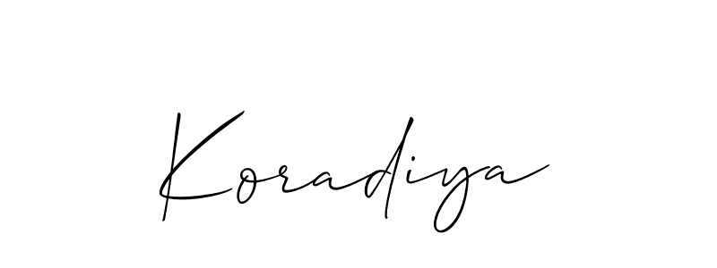 How to make Koradiya signature? Allison_Script is a professional autograph style. Create handwritten signature for Koradiya name. Koradiya signature style 2 images and pictures png