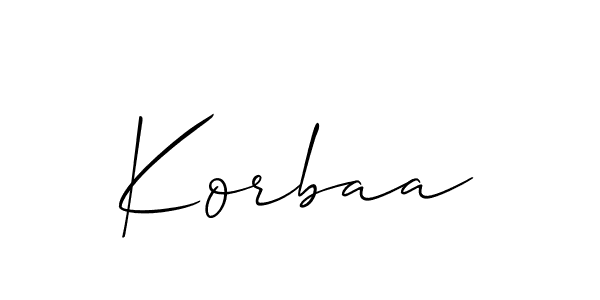 Design your own signature with our free online signature maker. With this signature software, you can create a handwritten (Allison_Script) signature for name Korbaa. Korbaa signature style 2 images and pictures png