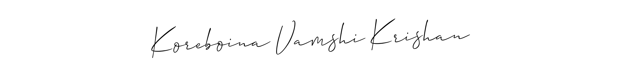 Make a short Koreboina Vamshi Krishan signature style. Manage your documents anywhere anytime using Allison_Script. Create and add eSignatures, submit forms, share and send files easily. Koreboina Vamshi Krishan signature style 2 images and pictures png
