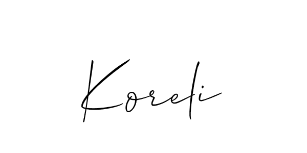 Koreli stylish signature style. Best Handwritten Sign (Allison_Script) for my name. Handwritten Signature Collection Ideas for my name Koreli. Koreli signature style 2 images and pictures png