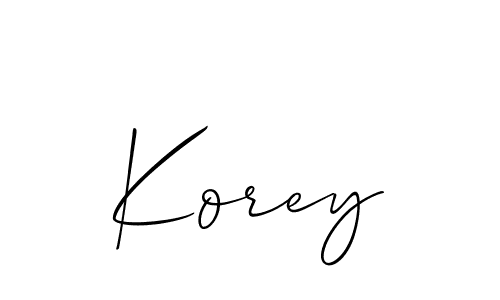 Design your own signature with our free online signature maker. With this signature software, you can create a handwritten (Allison_Script) signature for name Korey. Korey signature style 2 images and pictures png