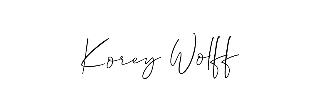 if you are searching for the best signature style for your name Korey Wolff. so please give up your signature search. here we have designed multiple signature styles  using Allison_Script. Korey Wolff signature style 2 images and pictures png