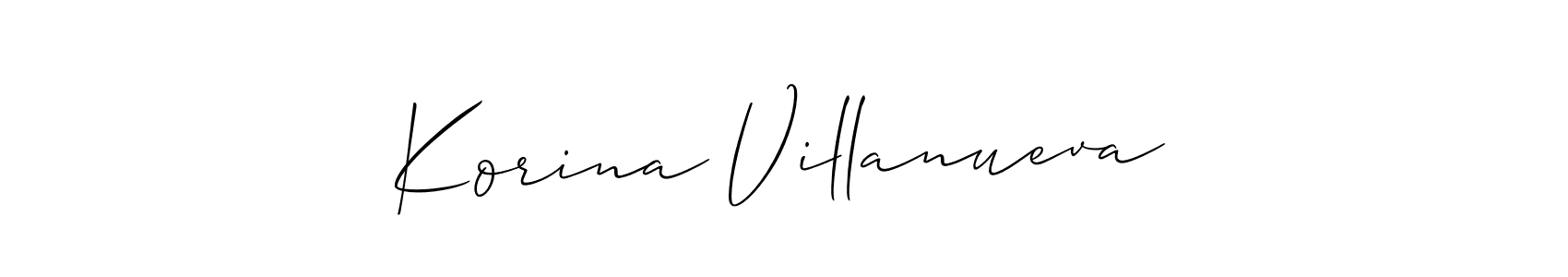 How to make Korina Villanueva name signature. Use Allison_Script style for creating short signs online. This is the latest handwritten sign. Korina Villanueva signature style 2 images and pictures png