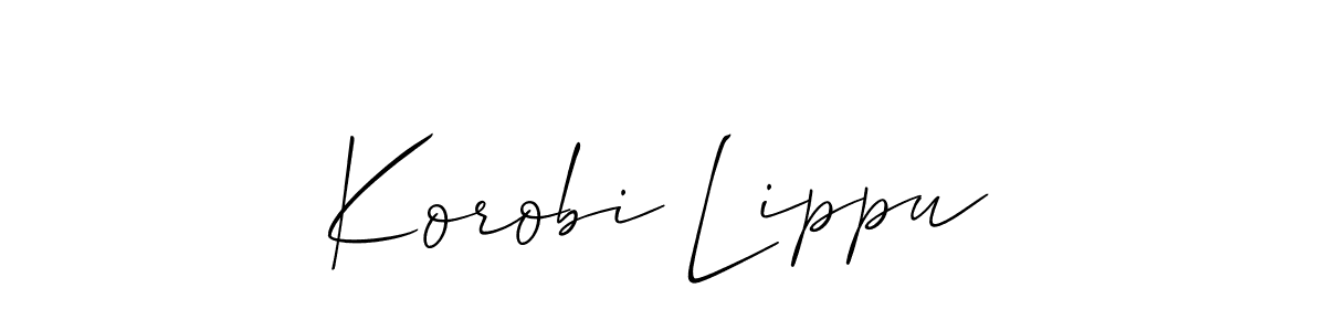 How to Draw Korobi Lippu signature style? Allison_Script is a latest design signature styles for name Korobi Lippu. Korobi Lippu signature style 2 images and pictures png