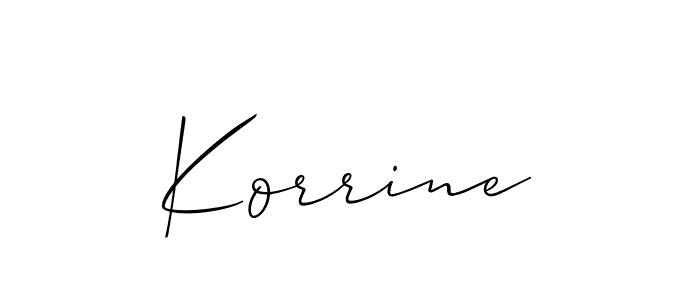 Use a signature maker to create a handwritten signature online. With this signature software, you can design (Allison_Script) your own signature for name Korrine. Korrine signature style 2 images and pictures png