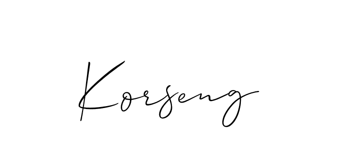 Design your own signature with our free online signature maker. With this signature software, you can create a handwritten (Allison_Script) signature for name Korseng. Korseng signature style 2 images and pictures png