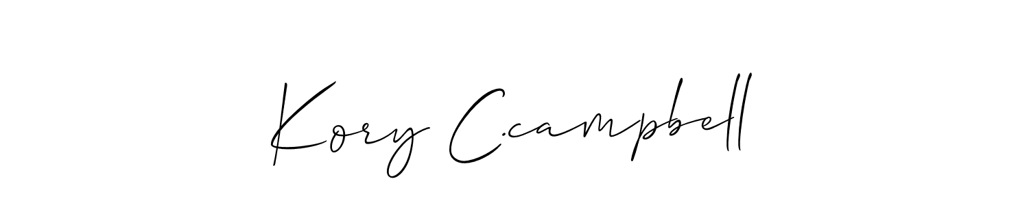 The best way (Allison_Script) to make a short signature is to pick only two or three words in your name. The name Kory C.campbell include a total of six letters. For converting this name. Kory C.campbell signature style 2 images and pictures png