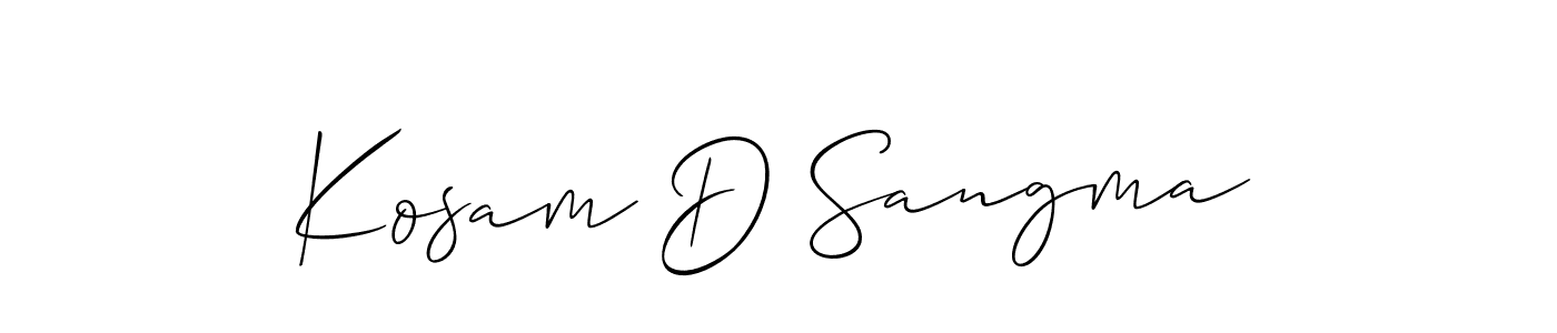 How to make Kosam D Sangma signature? Allison_Script is a professional autograph style. Create handwritten signature for Kosam D Sangma name. Kosam D Sangma signature style 2 images and pictures png