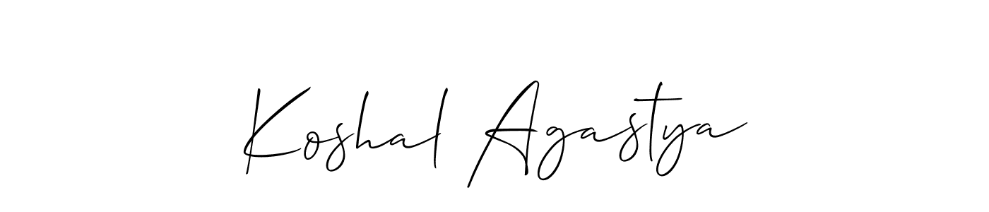 if you are searching for the best signature style for your name Koshal Agastya. so please give up your signature search. here we have designed multiple signature styles  using Allison_Script. Koshal Agastya signature style 2 images and pictures png
