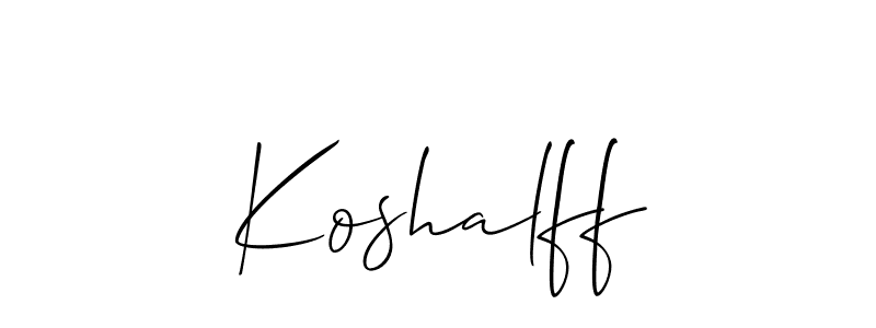 Use a signature maker to create a handwritten signature online. With this signature software, you can design (Allison_Script) your own signature for name Koshalff. Koshalff signature style 2 images and pictures png