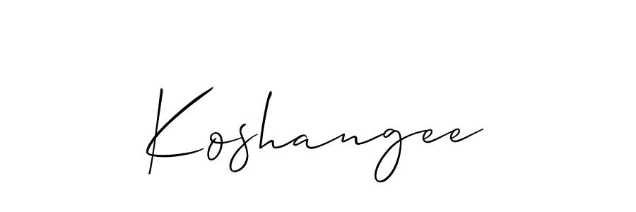 Design your own signature with our free online signature maker. With this signature software, you can create a handwritten (Allison_Script) signature for name Koshangee. Koshangee signature style 2 images and pictures png