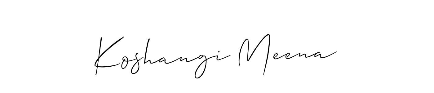 The best way (Allison_Script) to make a short signature is to pick only two or three words in your name. The name Koshangi Meena include a total of six letters. For converting this name. Koshangi Meena signature style 2 images and pictures png