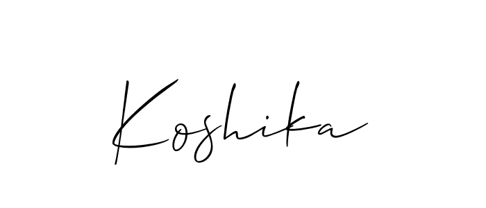 Design your own signature with our free online signature maker. With this signature software, you can create a handwritten (Allison_Script) signature for name Koshika. Koshika signature style 2 images and pictures png