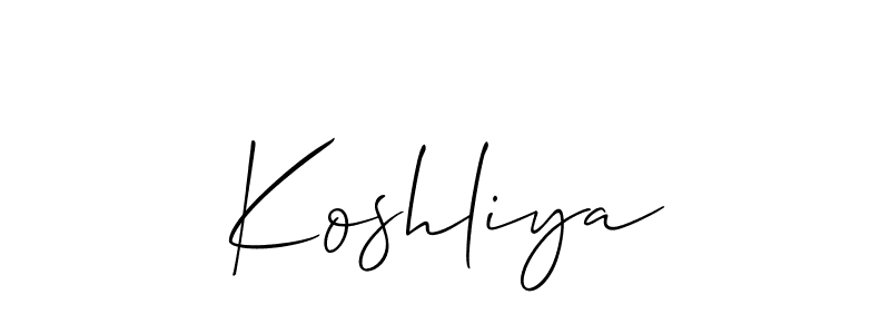 if you are searching for the best signature style for your name Koshliya. so please give up your signature search. here we have designed multiple signature styles  using Allison_Script. Koshliya signature style 2 images and pictures png