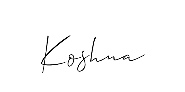 Design your own signature with our free online signature maker. With this signature software, you can create a handwritten (Allison_Script) signature for name Koshna. Koshna signature style 2 images and pictures png