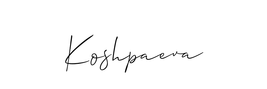 Use a signature maker to create a handwritten signature online. With this signature software, you can design (Allison_Script) your own signature for name Koshpaeva. Koshpaeva signature style 2 images and pictures png