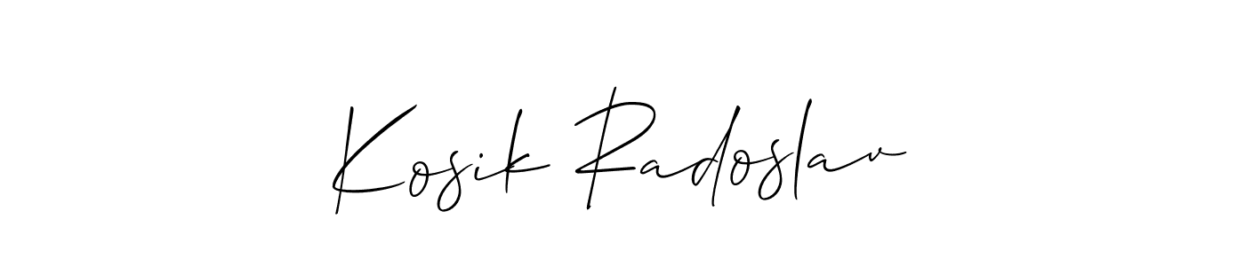 Check out images of Autograph of Kosik Radoslav name. Actor Kosik Radoslav Signature Style. Allison_Script is a professional sign style online. Kosik Radoslav signature style 2 images and pictures png