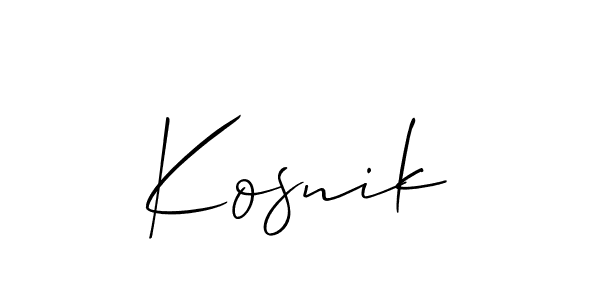 You should practise on your own different ways (Allison_Script) to write your name (Kosnik) in signature. don't let someone else do it for you. Kosnik signature style 2 images and pictures png