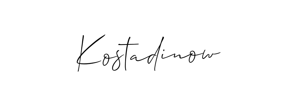 Make a short Kostadinow signature style. Manage your documents anywhere anytime using Allison_Script. Create and add eSignatures, submit forms, share and send files easily. Kostadinow signature style 2 images and pictures png