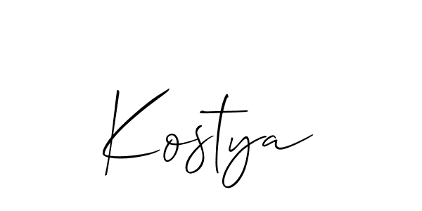 Use a signature maker to create a handwritten signature online. With this signature software, you can design (Allison_Script) your own signature for name Kostya. Kostya signature style 2 images and pictures png