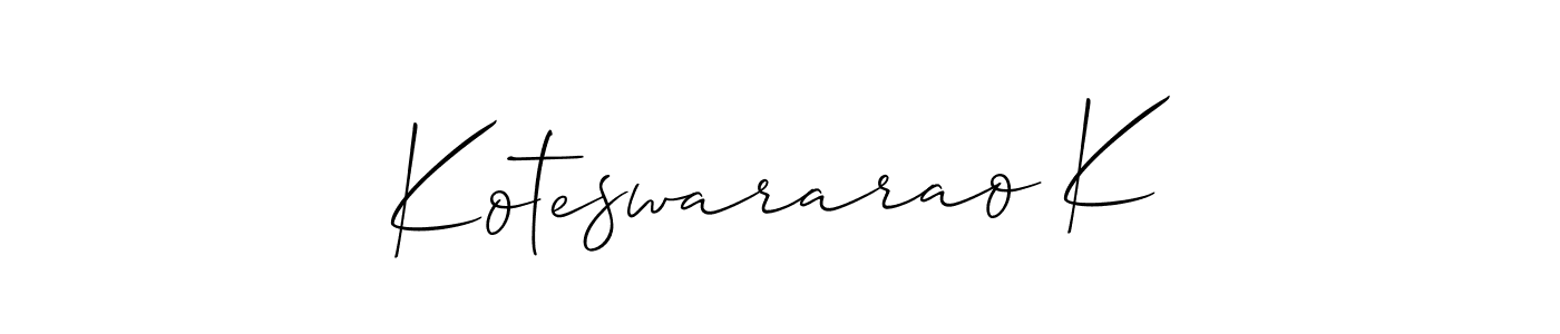 It looks lik you need a new signature style for name Koteswararao K. Design unique handwritten (Allison_Script) signature with our free signature maker in just a few clicks. Koteswararao K signature style 2 images and pictures png