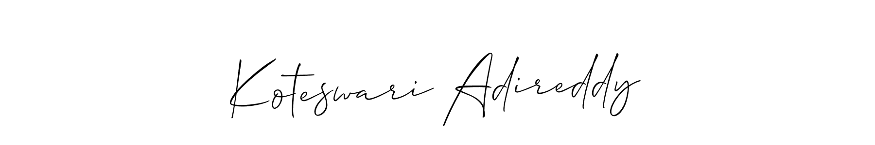 Make a beautiful signature design for name Koteswari Adireddy. With this signature (Allison_Script) style, you can create a handwritten signature for free. Koteswari Adireddy signature style 2 images and pictures png