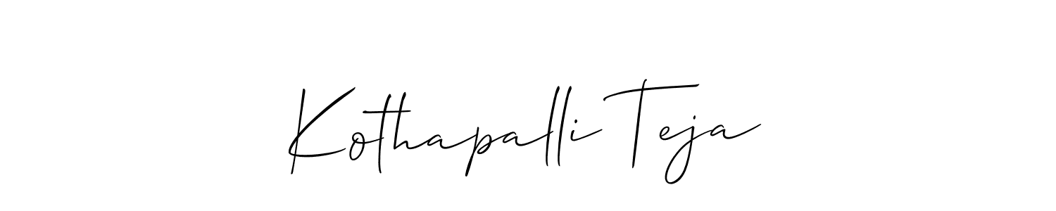 It looks lik you need a new signature style for name Kothapalli Teja. Design unique handwritten (Allison_Script) signature with our free signature maker in just a few clicks. Kothapalli Teja signature style 2 images and pictures png