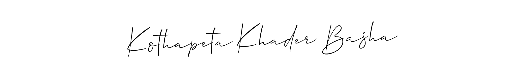 Make a beautiful signature design for name Kothapeta Khader Basha. With this signature (Allison_Script) style, you can create a handwritten signature for free. Kothapeta Khader Basha signature style 2 images and pictures png